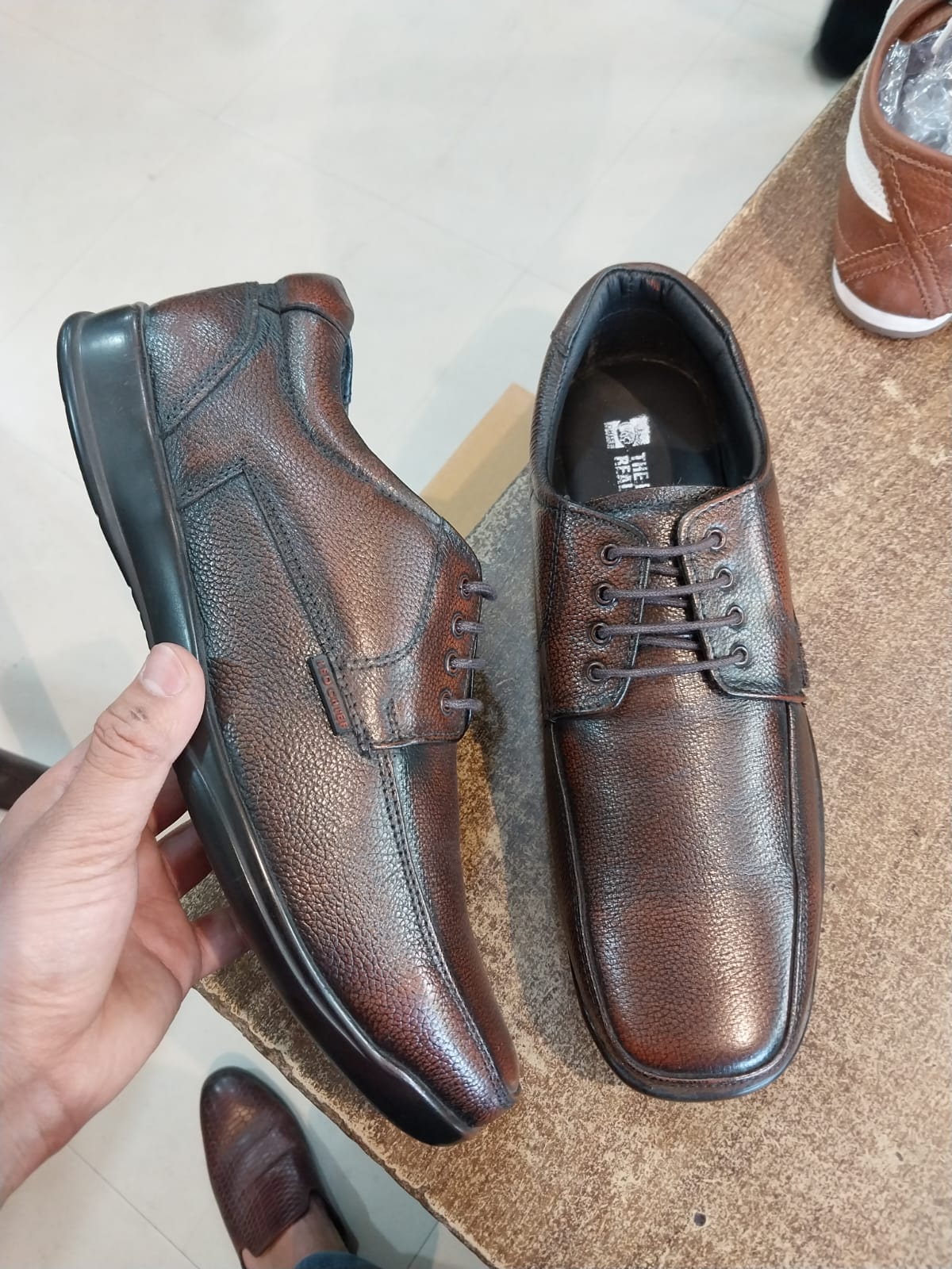 Foreign Shoes Leather Formal Derby Shoes for Men | Lace-Up Shoes Square Shape Flat Sole Lightweight shoes