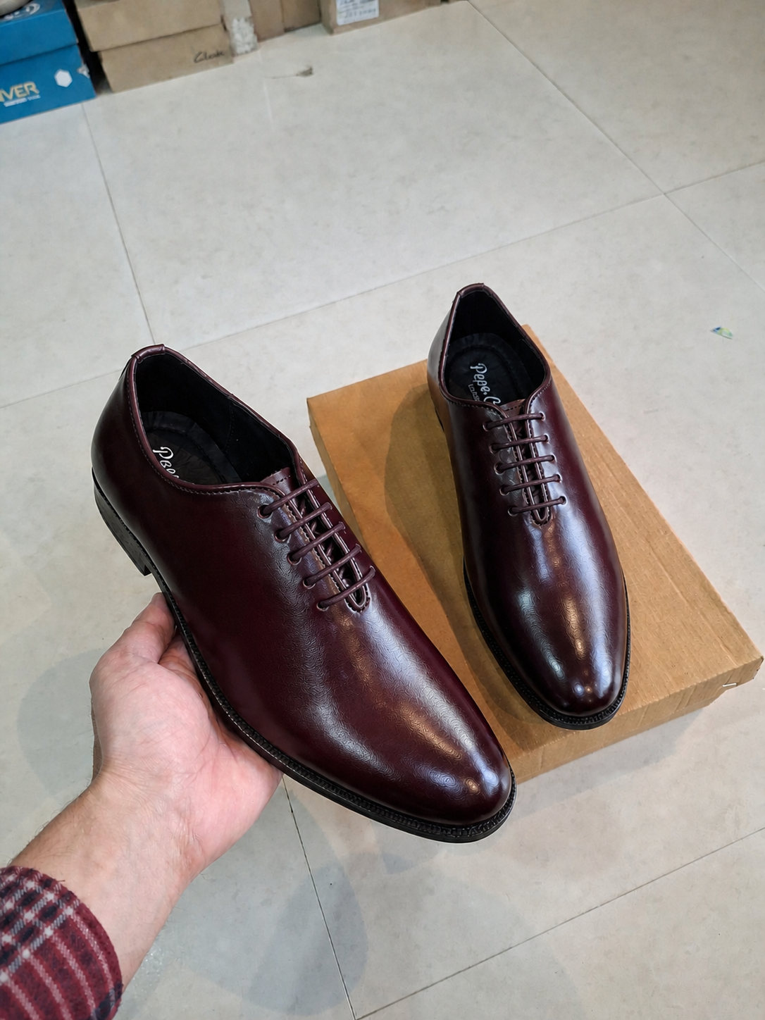 Foreign Shoes Wholecut Single Piece Genuine Leather Formal Shoes for Men